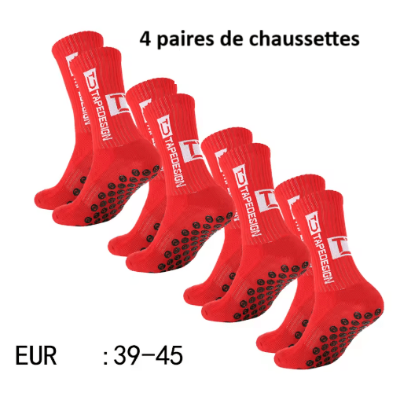 4-paires Chaussette antidérapante foot Foot Expert | Conforsocks rouges