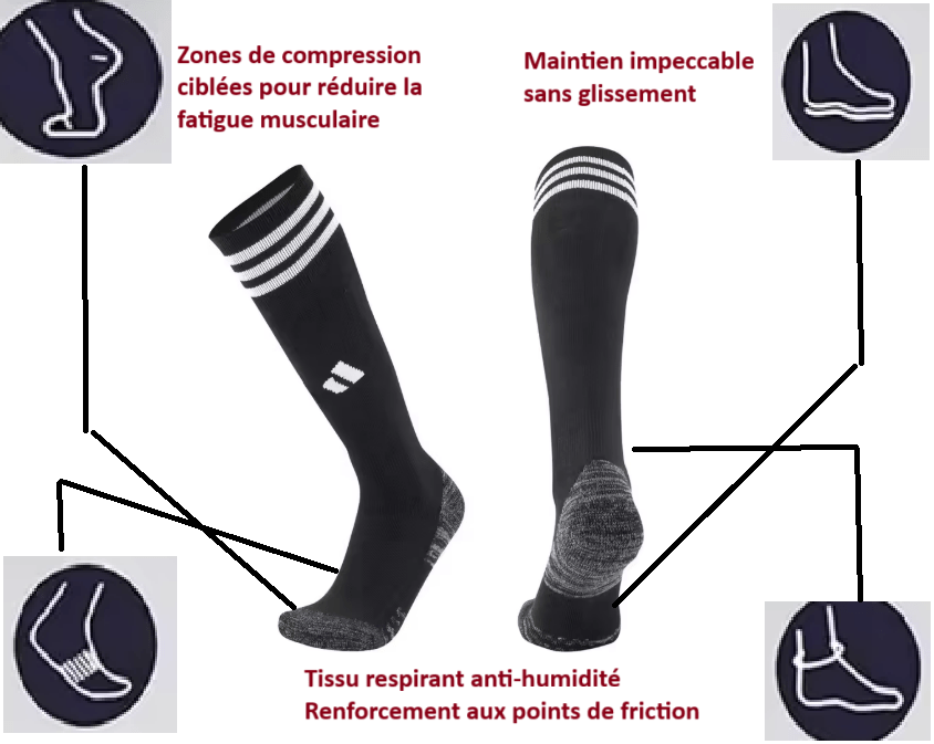 Chaussettes de foot noir | Soccer - Blak - Socks - Foot Expert