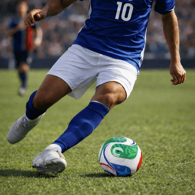Un joueur drible avec ballons foot