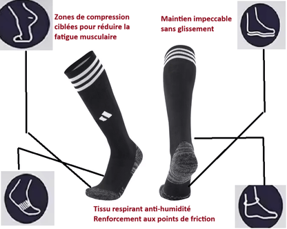 Chaussettes de foot noir | Soccer - Blak - Socks - Foot Expert
