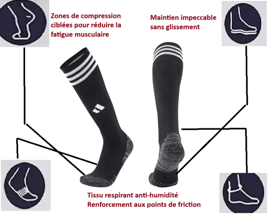 Chaussettes de foot noir | Soccer - Blak - Socks - Foot Expert