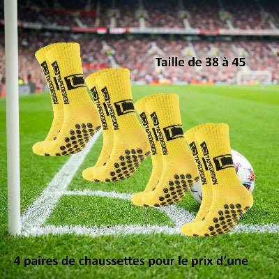 Chaussette antidérapante foot  couleur jaunes