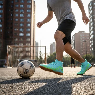 Chaussure futsal Premium-Control-One avec joueur de football sur terrain