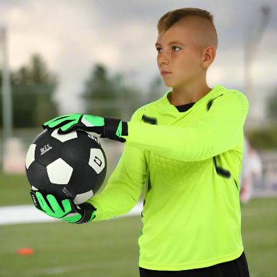 Gants pour gardien de but | MiniKeeper™ - Vert foots experts avec ballon foot