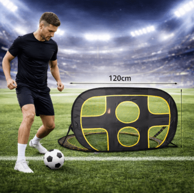 Joueur joue devant cage de foot