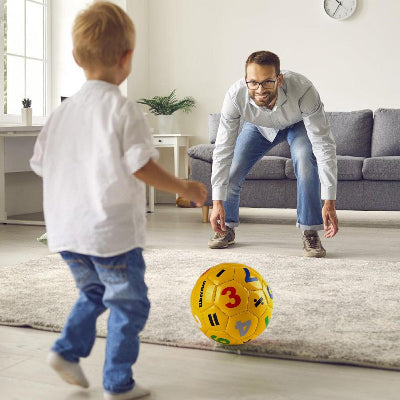 Pap joue avec son fils avec ballon foot  FunKid-Ball™ - Jaune