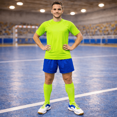 Un jeune homme porte basket foot salle  