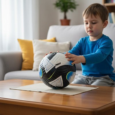 Ballon de foot sur table