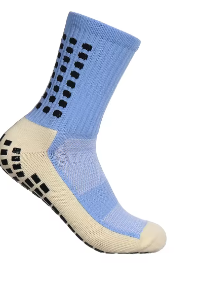 chaussettes antidérapantes foot bleu ciel