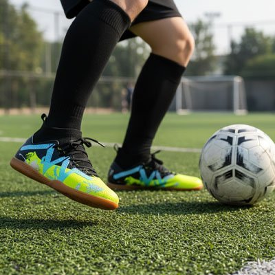 Chaussure de foot sur terrain