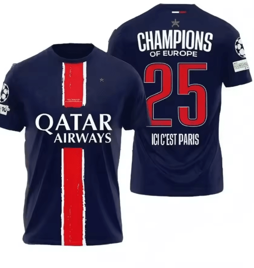 Deux maillot de foot psg champion de europe