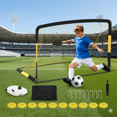 enfant joue avec Cage de Foot Ultra-Golpost-Pro  