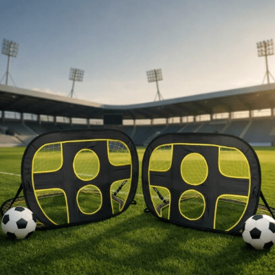 la cage de foot avec deux ballons