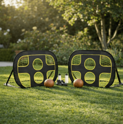 la cage de foot avec équipements de foot